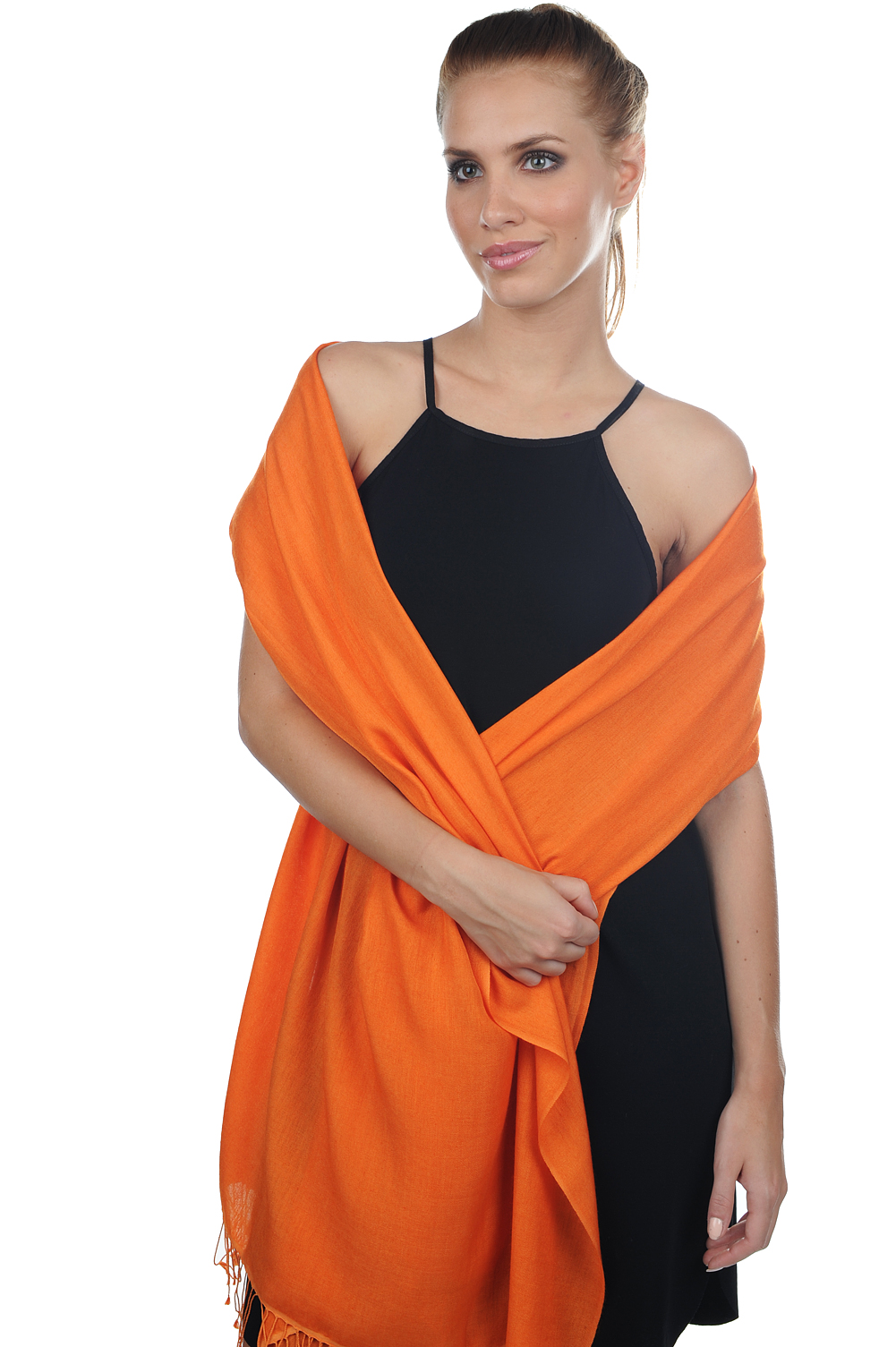 Cashmere & Seide accessoires platine orange 201 cm x 71 cm